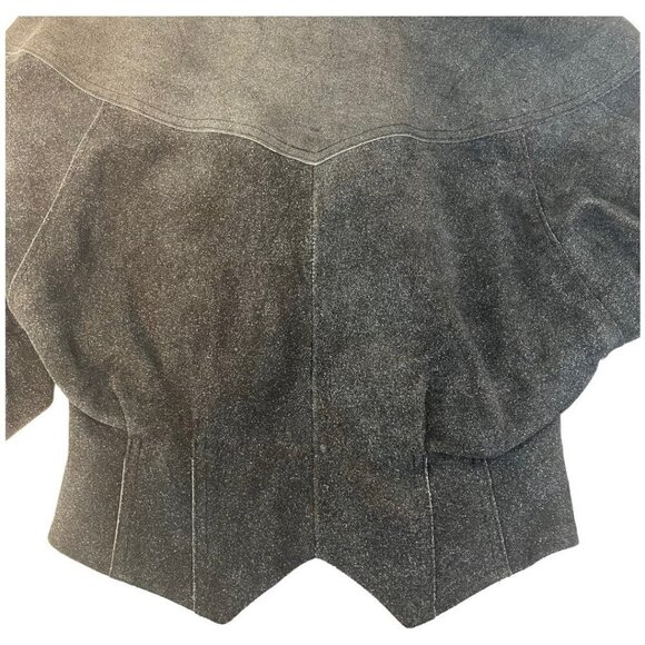 VTG Pioneer Wear Womens Cropped Western Leather Jacket Size 10 Suede 80s Padded - Picture 3 of 12